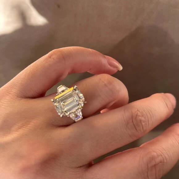 Moissanite Engagement Ring S925 Silver Set with 5 Carats of Moissanite - Picture 5 of 6